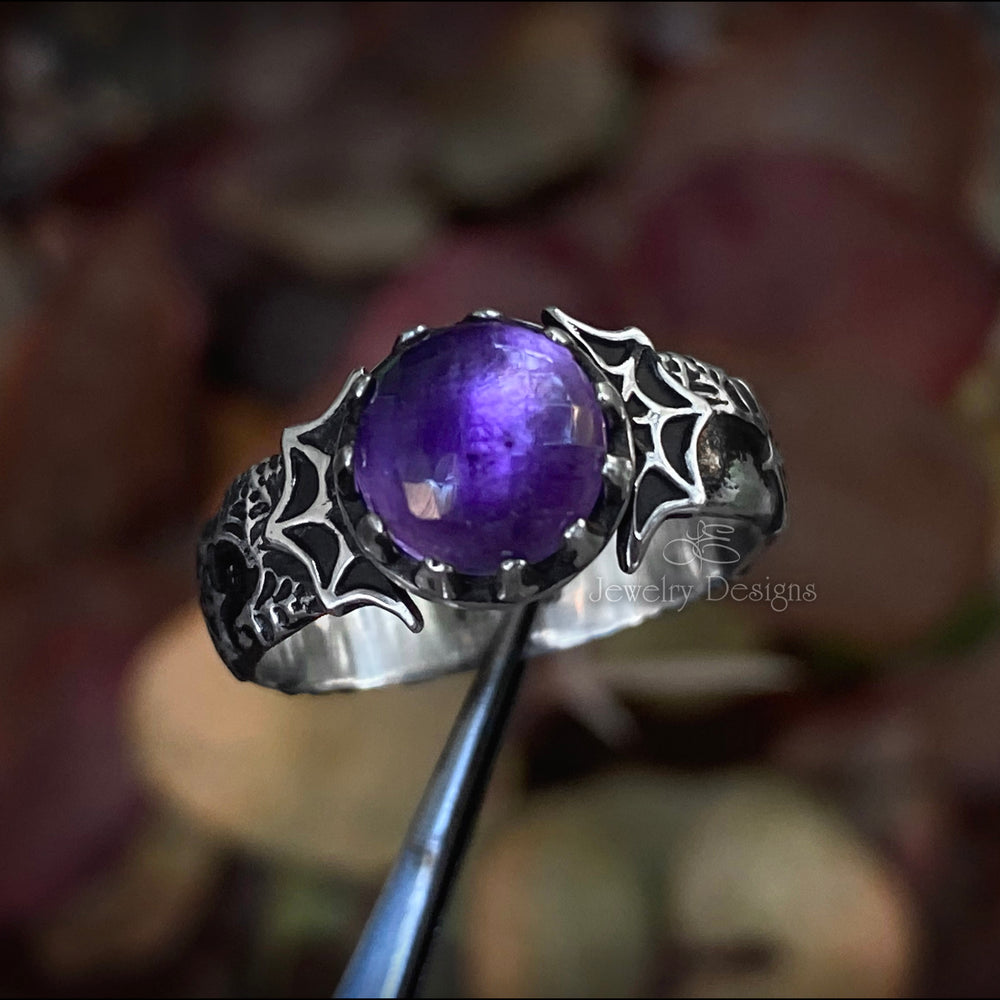 Sterling Spider Web Gemstone Ring - LE Jewelry Designs