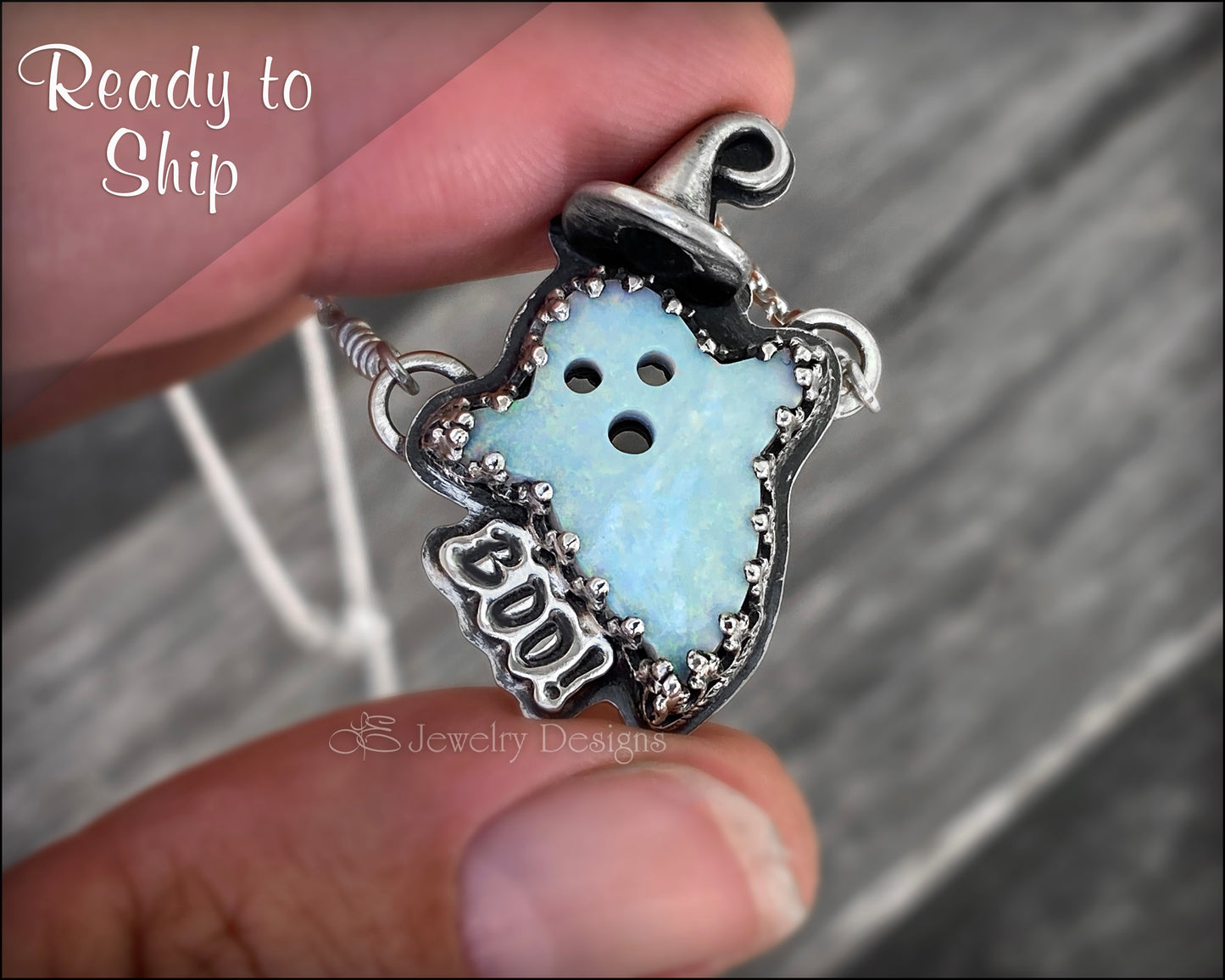 Sterling Opal Ghost Witch Necklace - LE Jewelry Designs