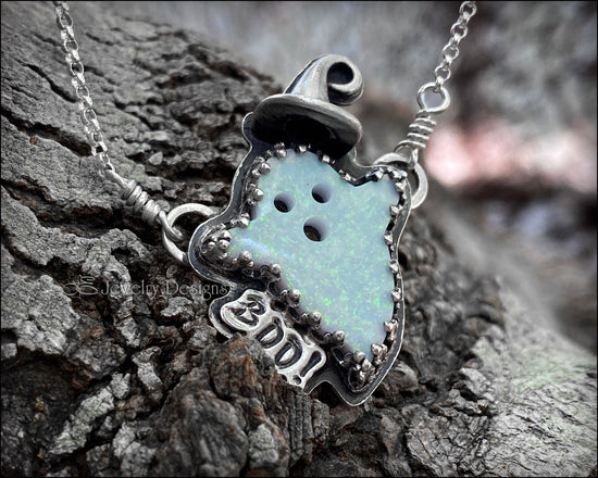 Sterling Opal Ghost Witch Necklace - LE Jewelry Designs