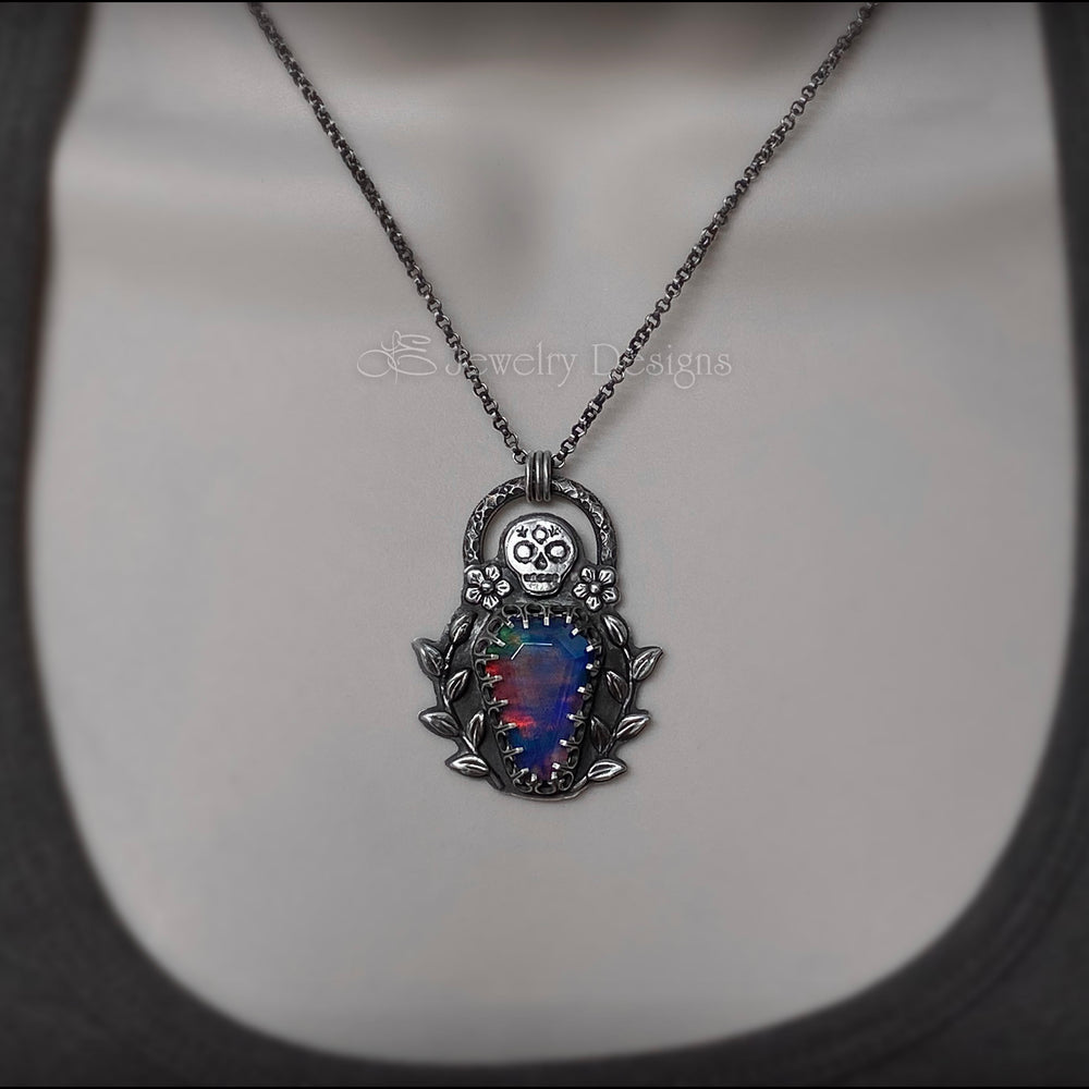 Gravesite Aurora Opal Coffin Pendant - LE Jewelry Designs