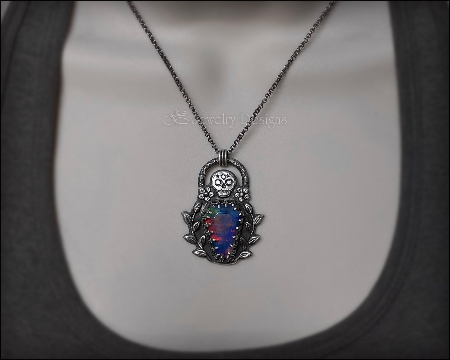 Gravesite Aurora Opal Coffin Pendant - LE Jewelry Designs