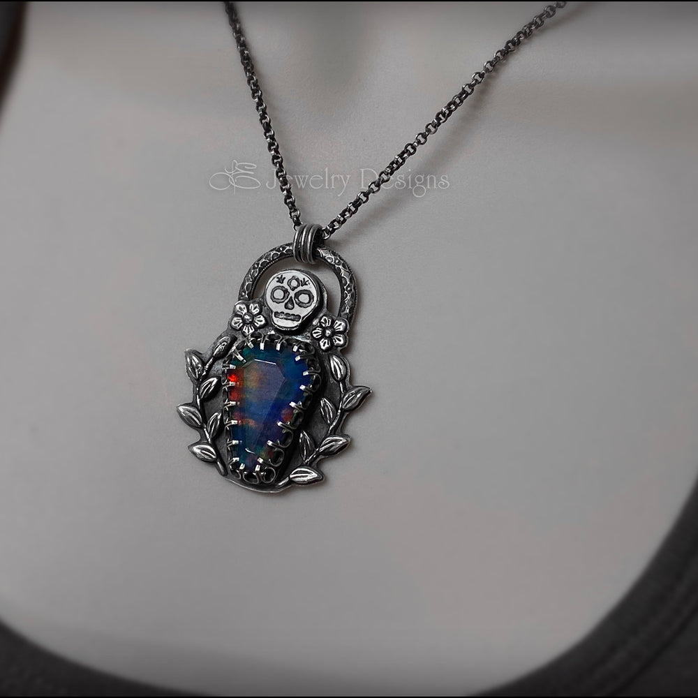 
                  
                    Gravesite Aurora Opal Coffin Pendant - LE Jewelry Designs
                  
                