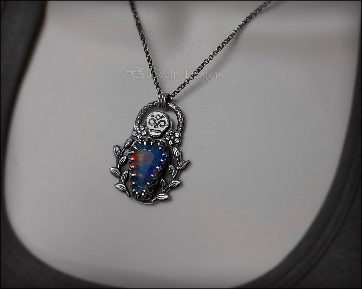 Load image into Gallery viewer, Gravesite Aurora Opal Coffin Pendant - LE Jewelry Designs
