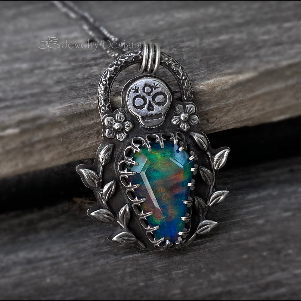 
                  
                    Gravesite Aurora Opal Coffin Pendant - LE Jewelry Designs
                  
                