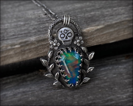 Gravesite Aurora Opal Coffin Pendant - LE Jewelry Designs