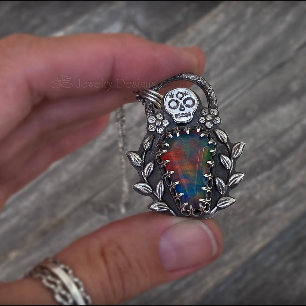 
                  
                    Gravesite Aurora Opal Coffin Pendant - LE Jewelry Designs
                  
                