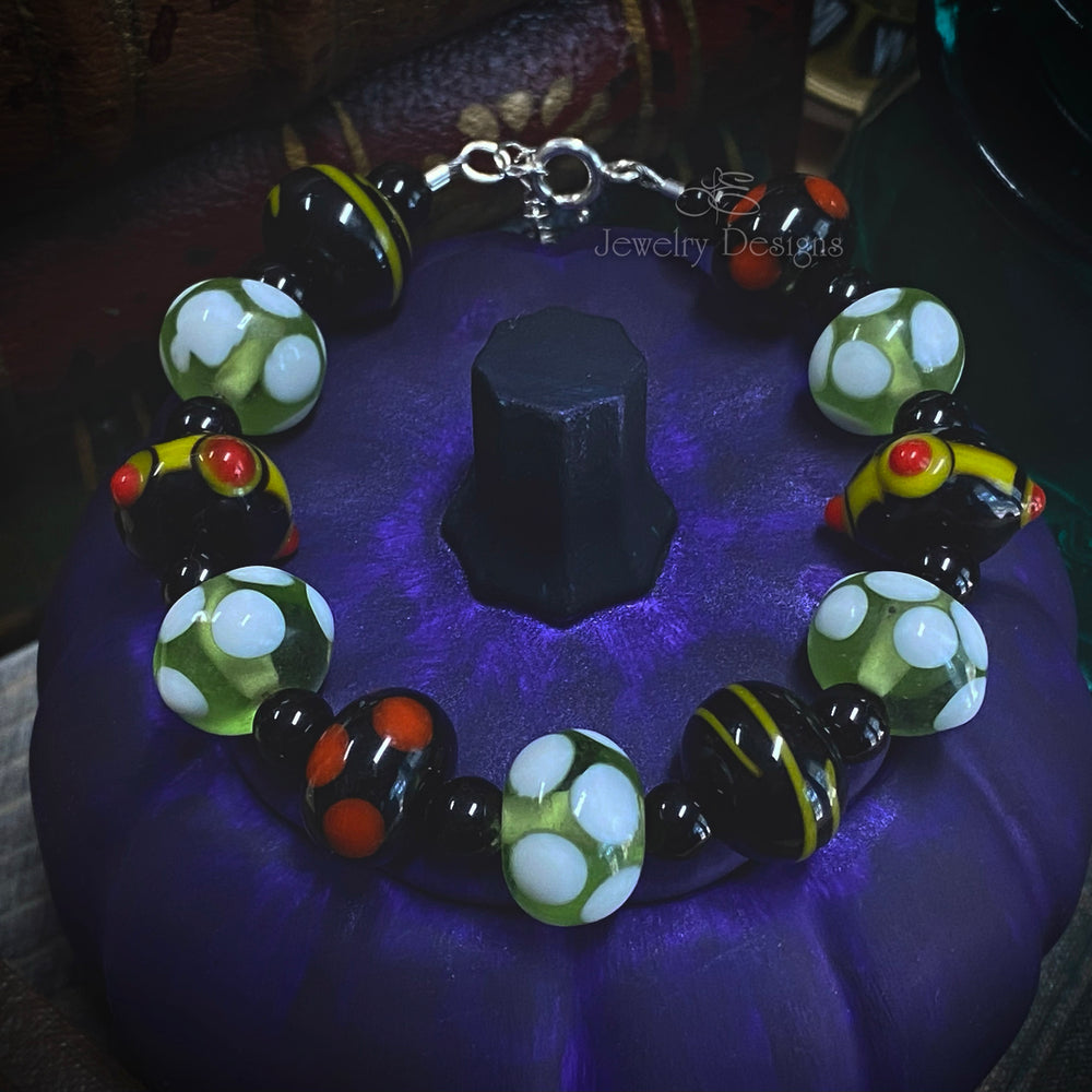 
                  
                    Sterling Lampwork Glass Halloween Bracelet - (RTS) - LE Jewelry Designs
                  
                