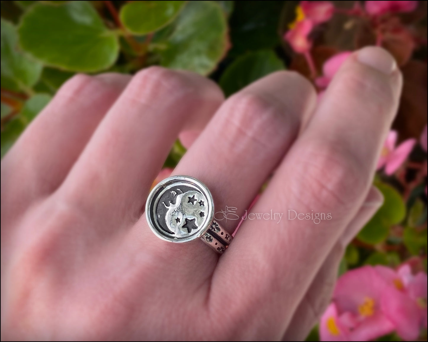 Size 9 - Sterling Man In The Moon Ring - LE Jewelry Designs