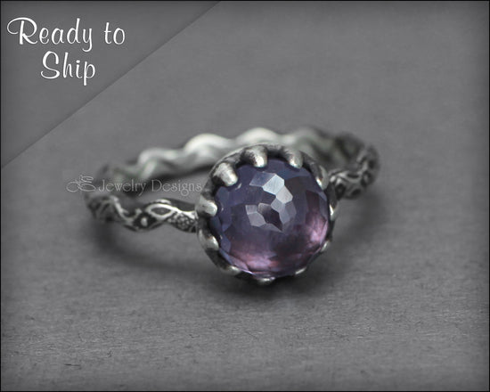 Load image into Gallery viewer, Size 7 - Sterling Micro-Faceted Alexandrite Ring - LE Jewelry Designs
