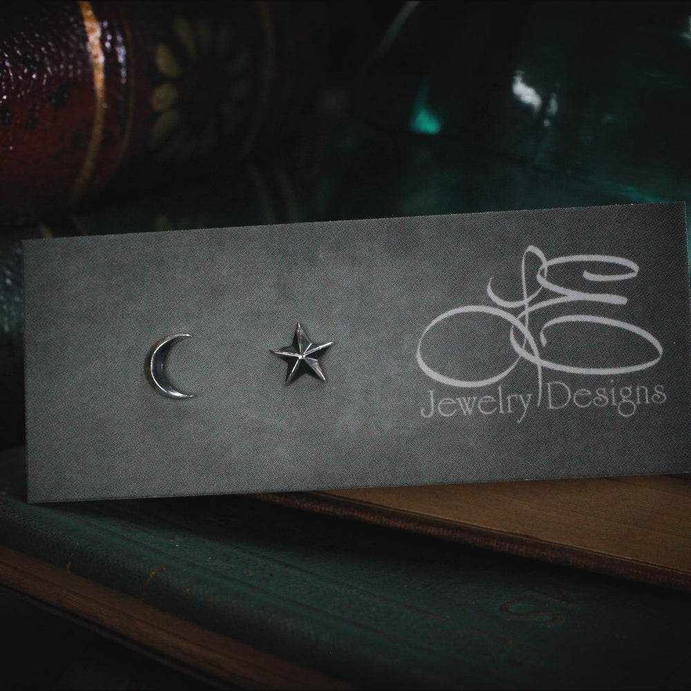 
                  
                    Sterling Silver Moon & Star Stud Earrings - LE Jewelry Designs
                  
                