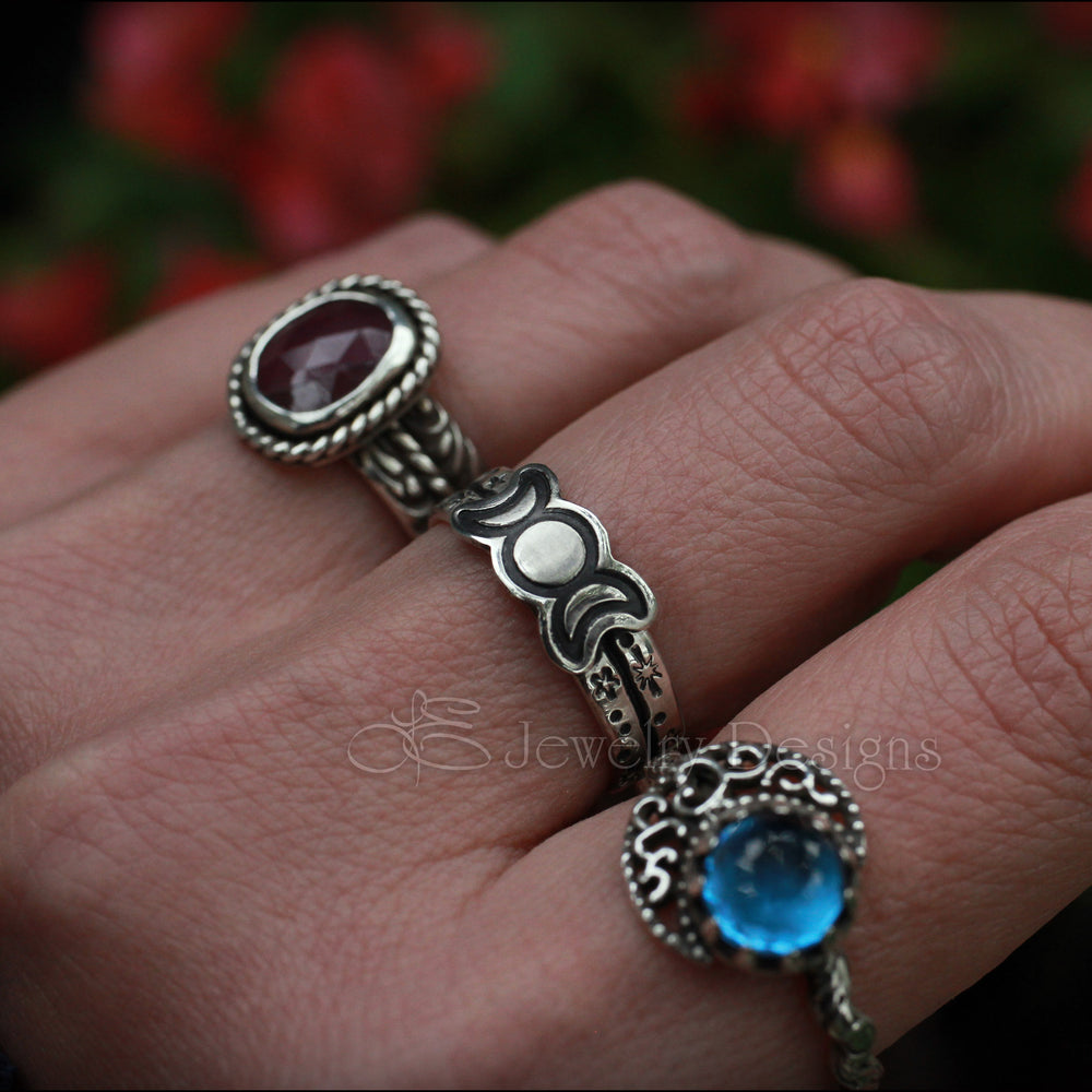 Sterling Silver Triple Moon Ring - LE Jewelry Designs