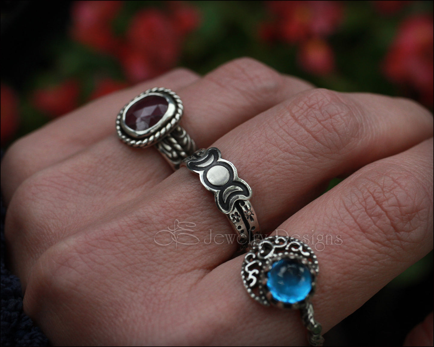 Sterling Silver Triple Moon Ring - LE Jewelry Designs