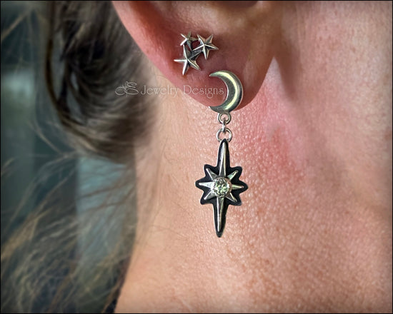 Sterling North Star Earrings - (choose gem) - LE Jewelry Designs