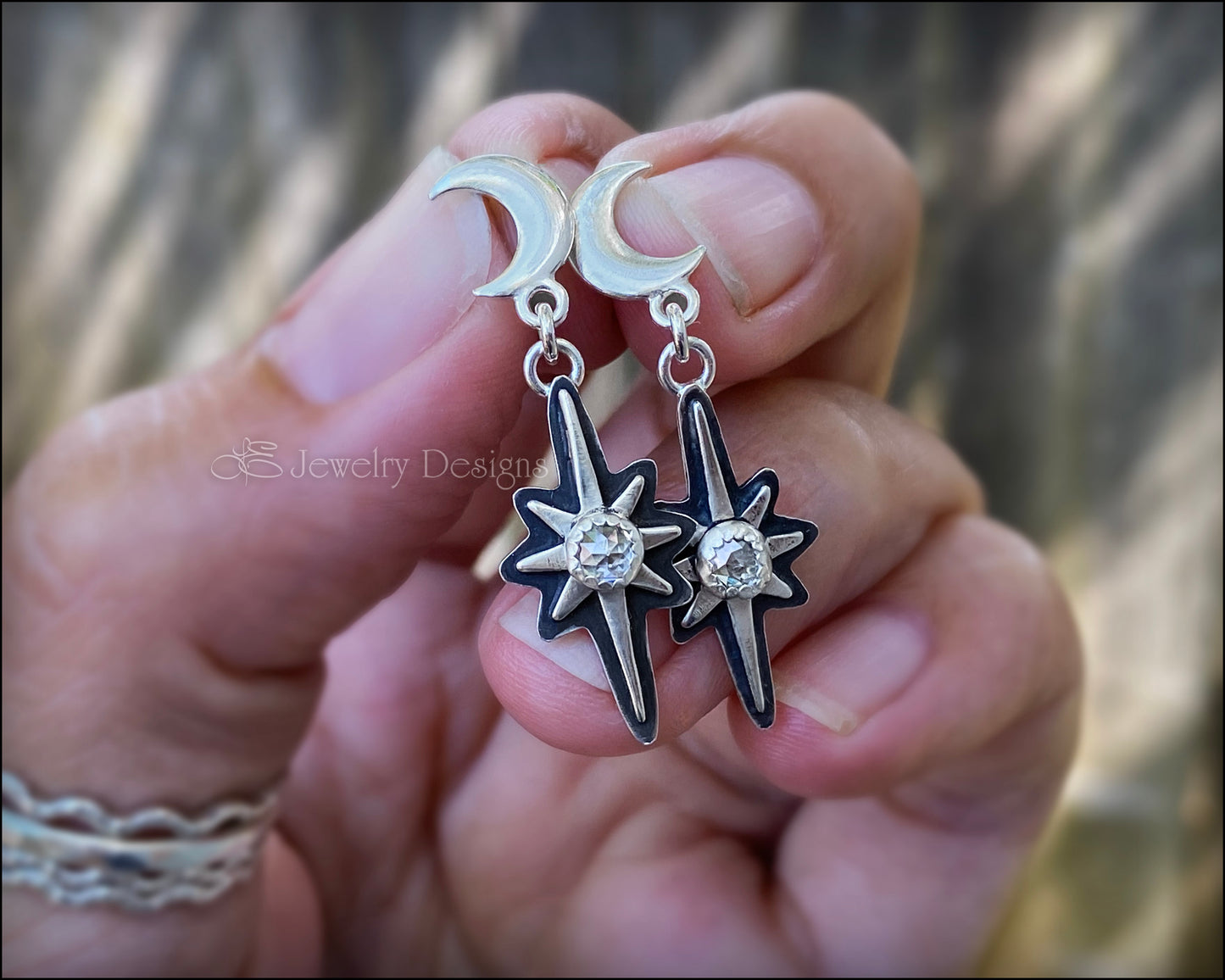 Sterling North Star Earrings - (choose gem) - LE Jewelry Designs
