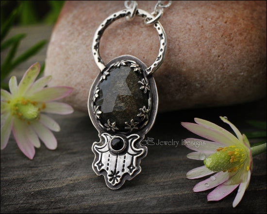 Sterling Moon Phase Obsidian Necklace - LE Jewelry Designs