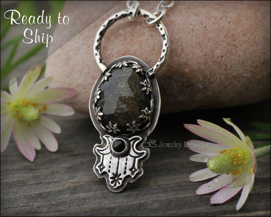 Sterling Moon Phase Obsidian Necklace - LE Jewelry Designs