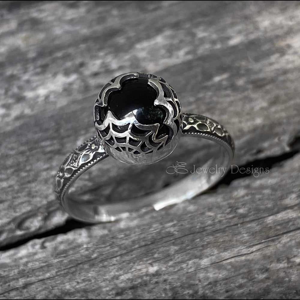 
                  
                    Sterling Spider Web Onyx Ring - LE Jewelry Designs
                  
                