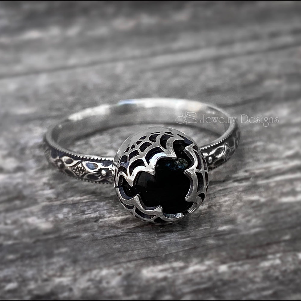 
                  
                    Sterling Spider Web Onyx Ring - LE Jewelry Designs
                  
                