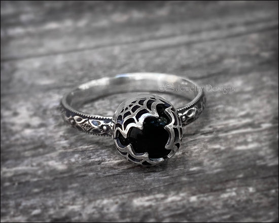 Sterling Spider Web Onyx Ring - LE Jewelry Designs