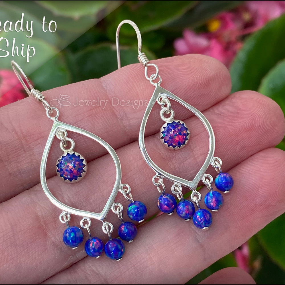 Sterling Silver Opal Chandelier Earrings - LE Jewelry Designs