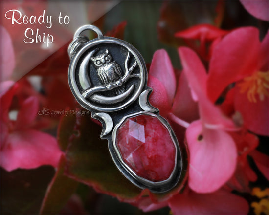 Sterling Silver Owl & Moon Artisan Pendant - LE Jewelry Designs