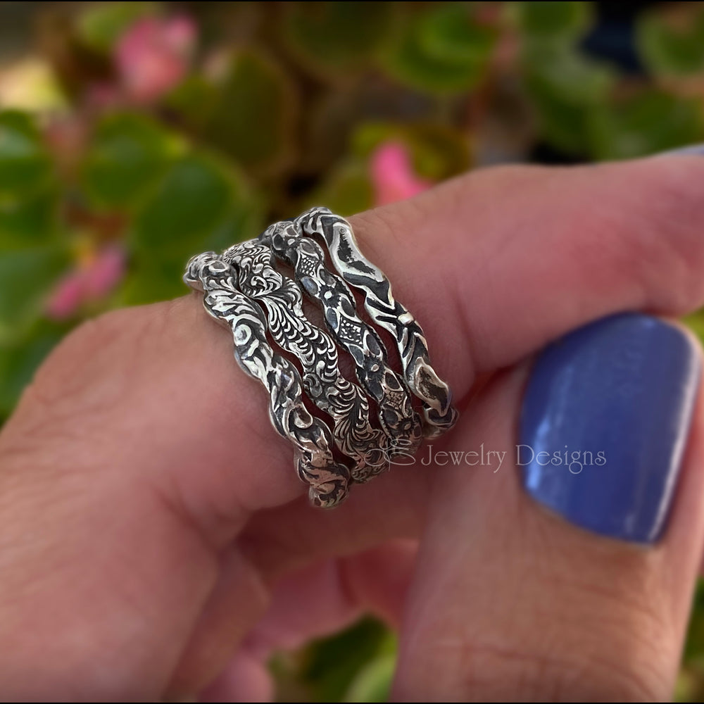 Sterling Wavy Pattern Rings - (choose pattern) - LE Jewelry Designs