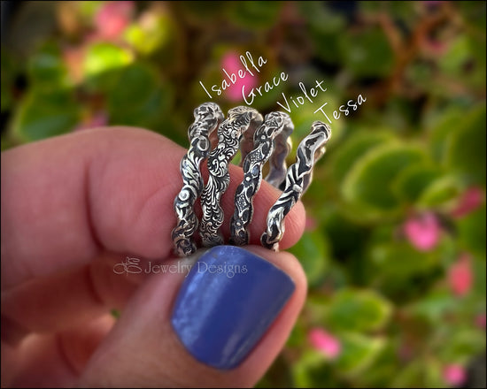 Load image into Gallery viewer, Sterling Wavy Pattern Rings - (choose pattern) - LE Jewelry Designs
