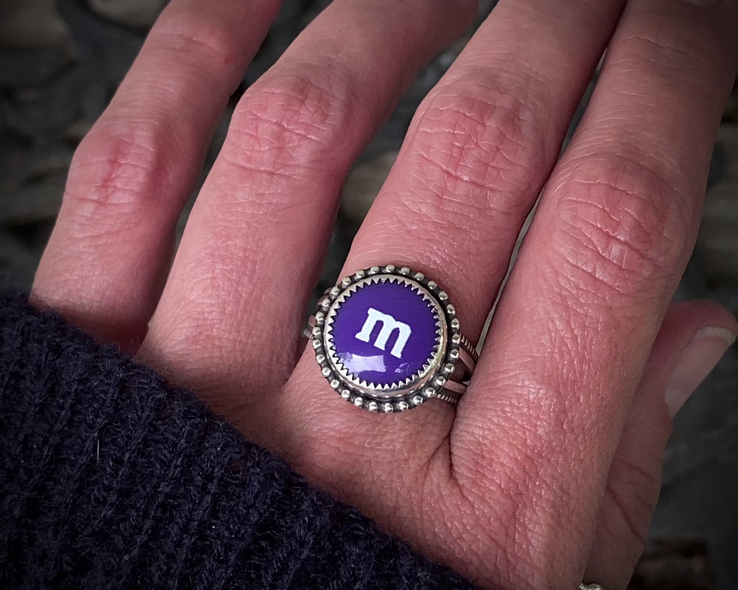 Sterling Candy 'M' Ring
