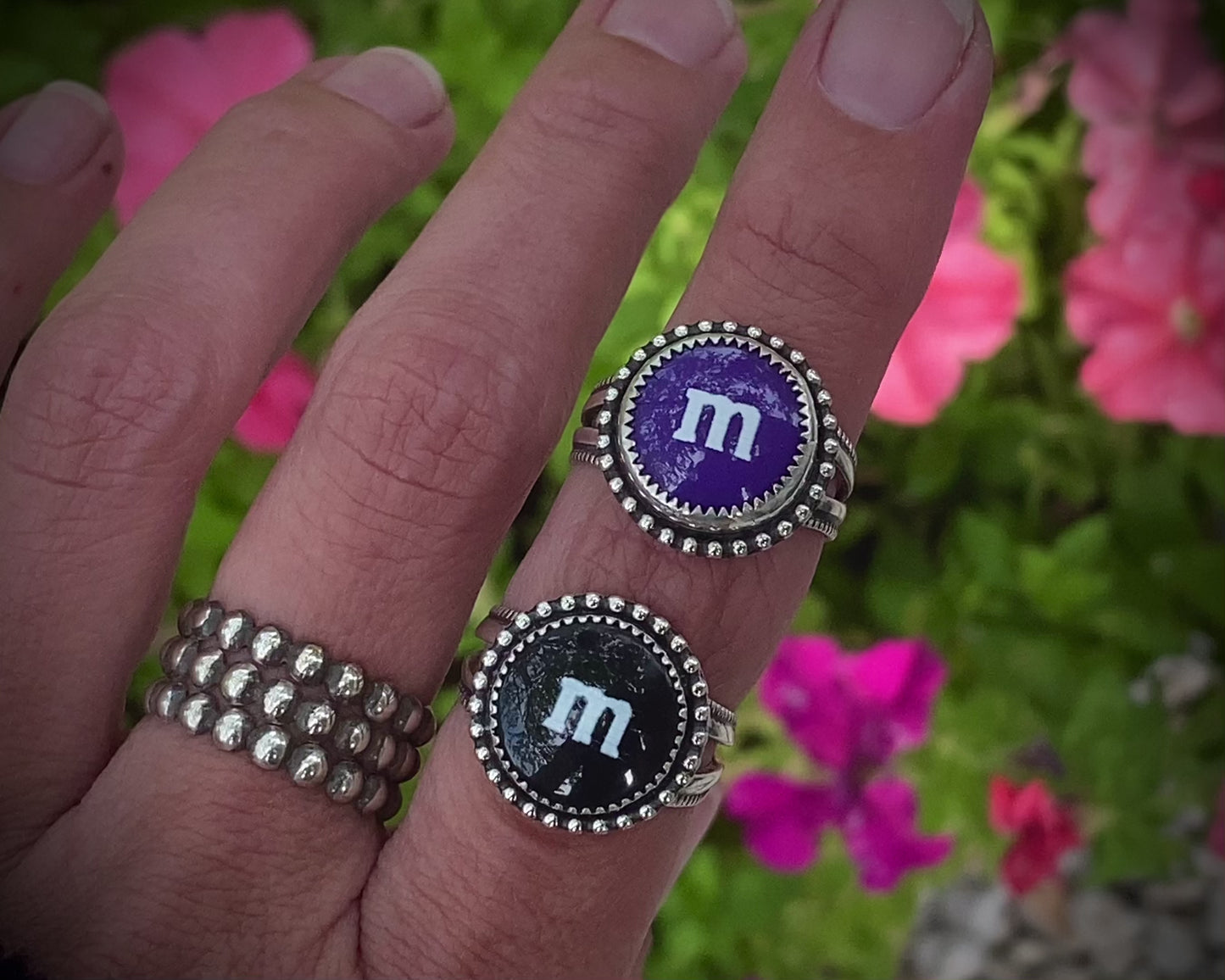 Sterling Candy 'M' Ring