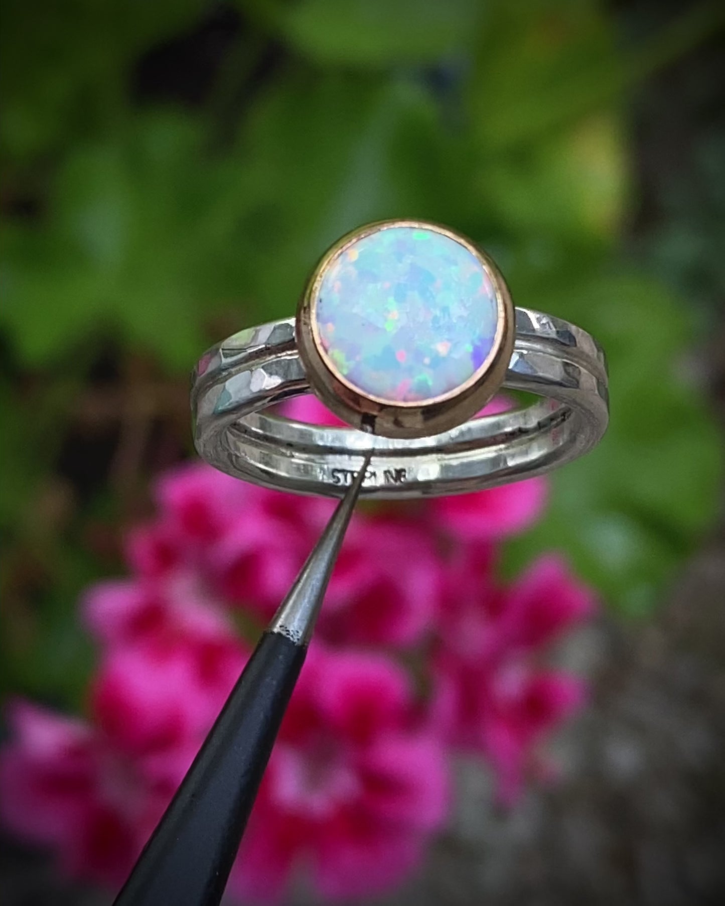 Size 8 - Sterling & Gold-Filled Opal Ring