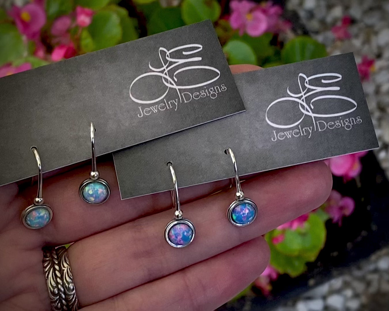 Sterling Silver Opal Drop Earrings