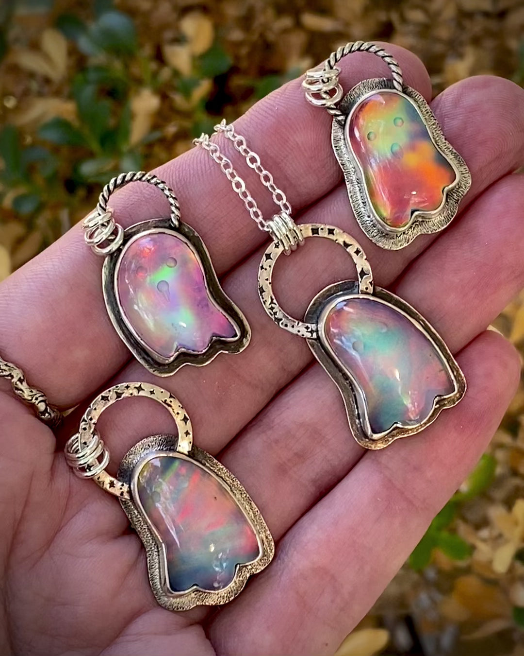 Load and play video in Gallery viewer, Aurora Opal Ghost Necklace
