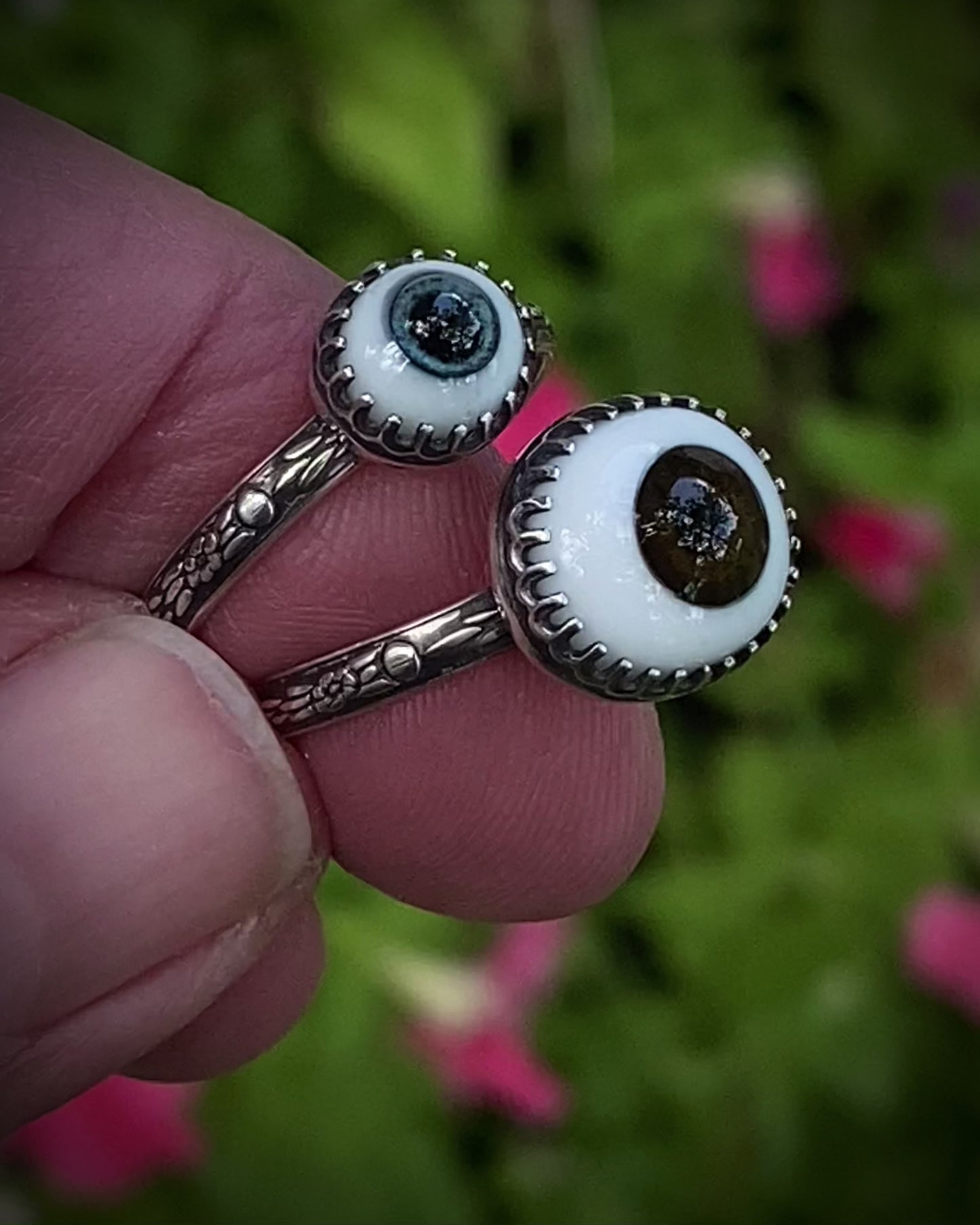 Sterling Glass Eye Ring