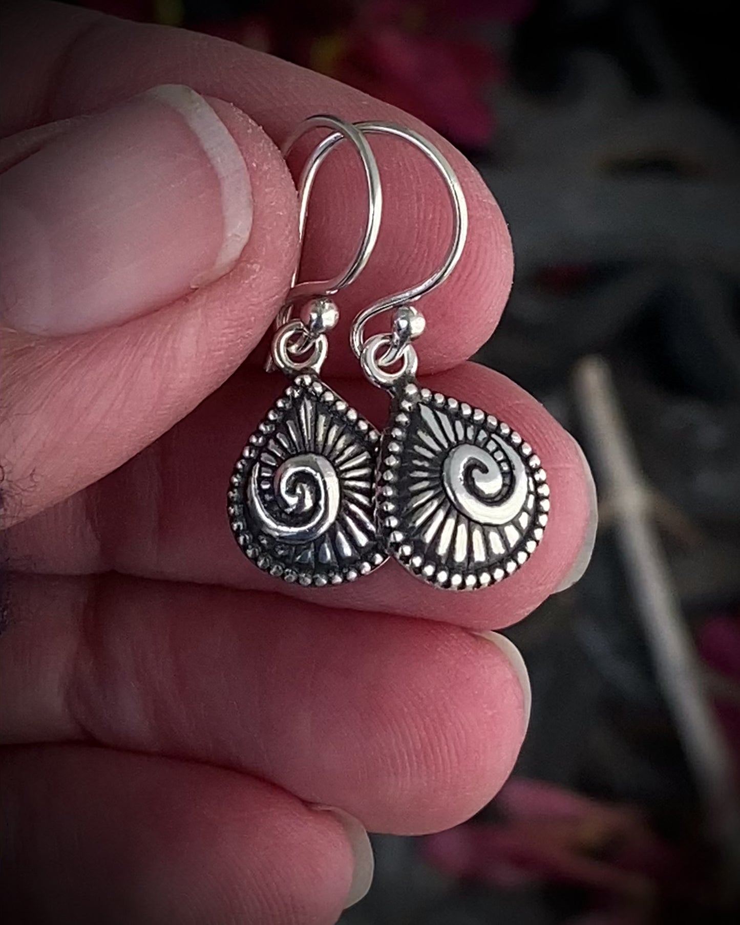 Sterling Spiral Teardrop Earrings