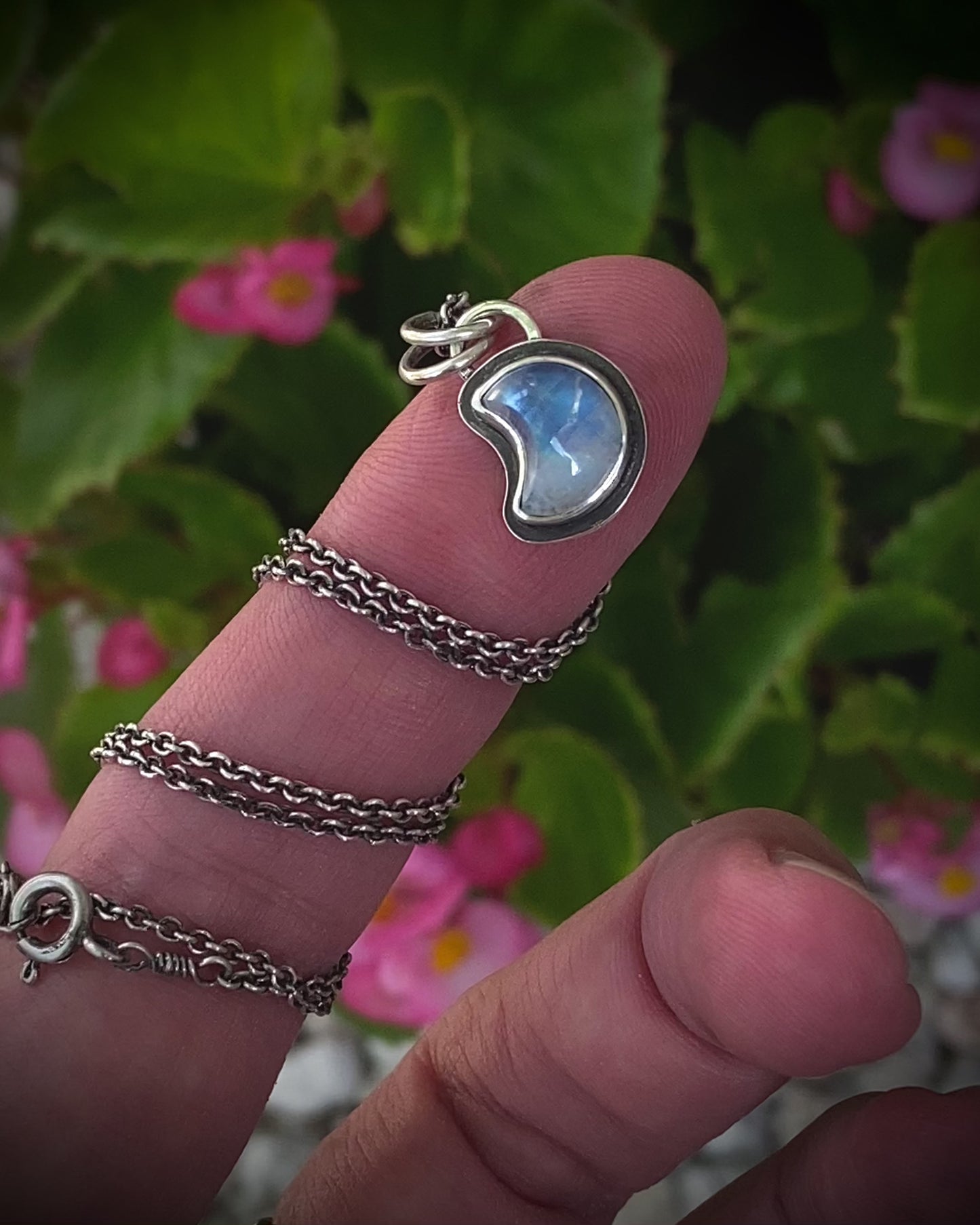 Small Gemstone Moon Necklace