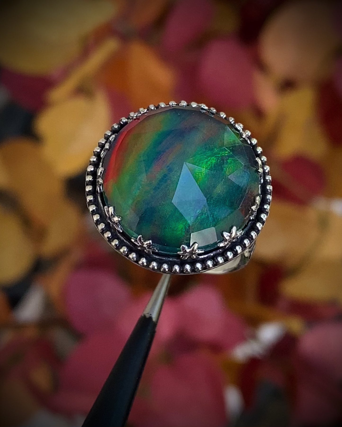 Size 9 - Aurora Opal Celestial Statement Ring