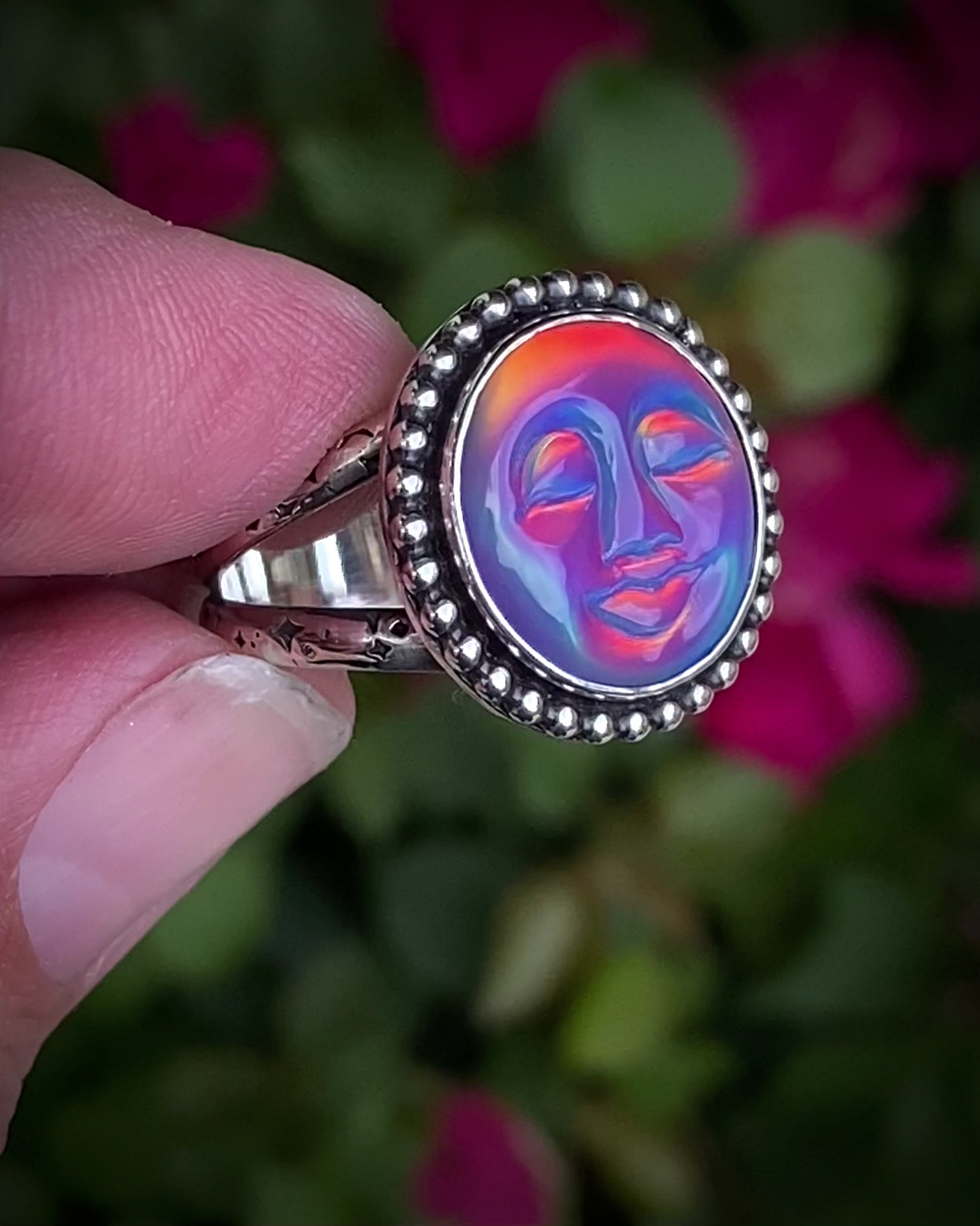 Aurora Dwarf silvermutate×high finger Size 8.75 - Aurora Opal Sleepy Moon Ring – LE Jewelry Designs