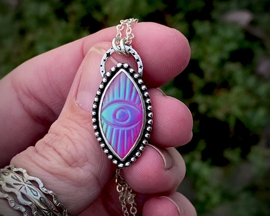 Load and play video in Gallery viewer, Aurora Opal Evil Eye Celestial Necklace

