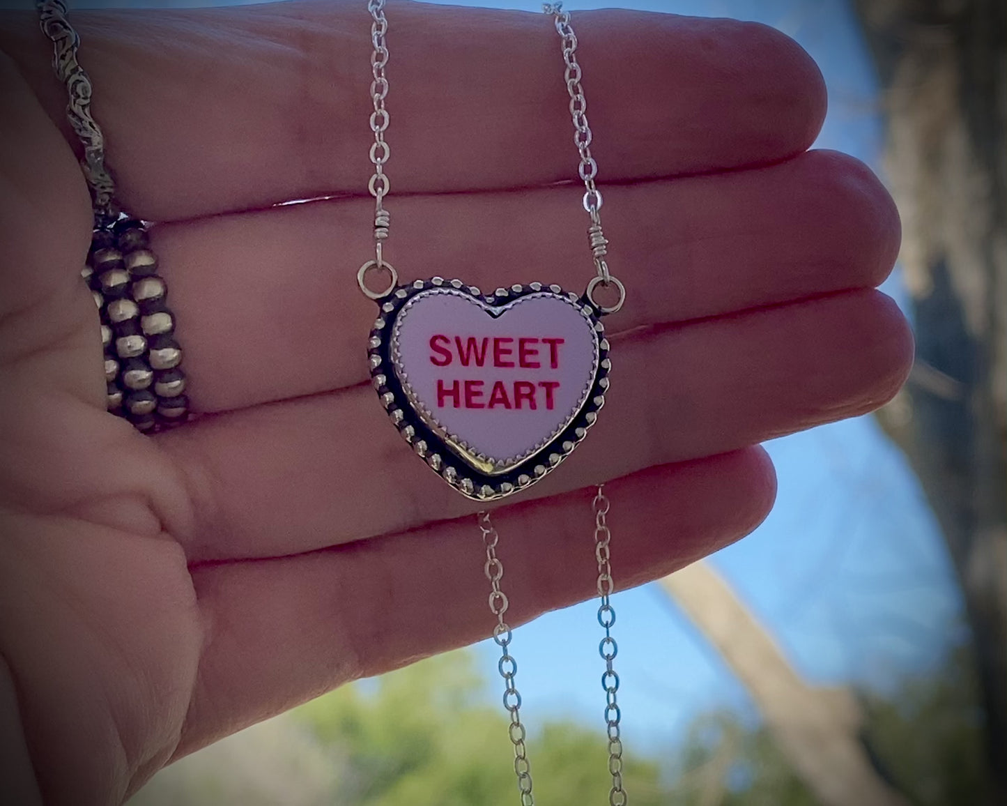 Purple Sweetheart Candy Heart Necklace