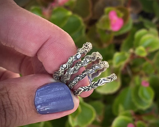 Load and play video in Gallery viewer, Sterling Wavy Pattern Rings - (choose pattern)
