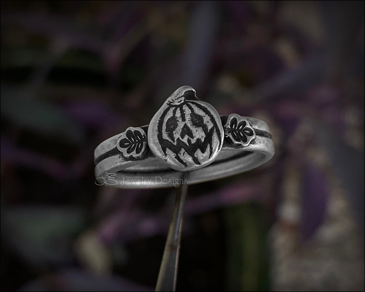 Sterling Pumpkin & Leaves Ring - LE Jewelry Designs