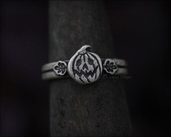 Sterling Pumpkin & Leaves Ring - LE Jewelry Designs