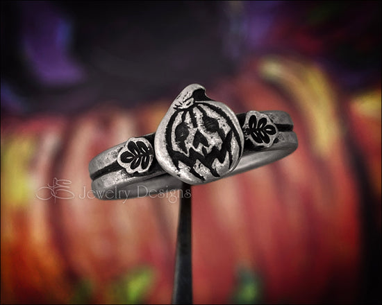 Sterling Pumpkin & Leaves Ring - LE Jewelry Designs