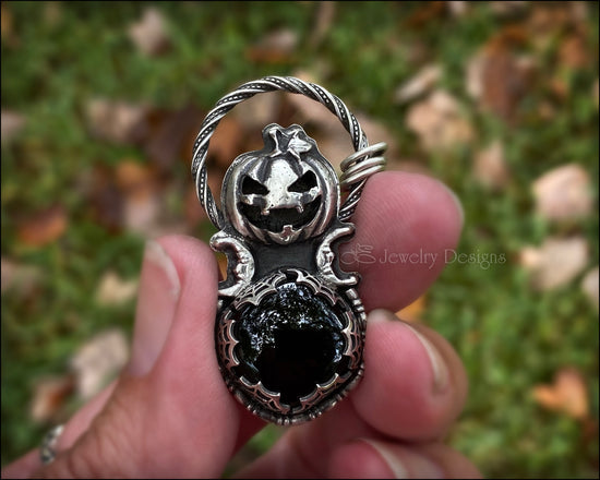 Sterling Silver Pumpkin Onyx Pendant - LE Jewelry Designs