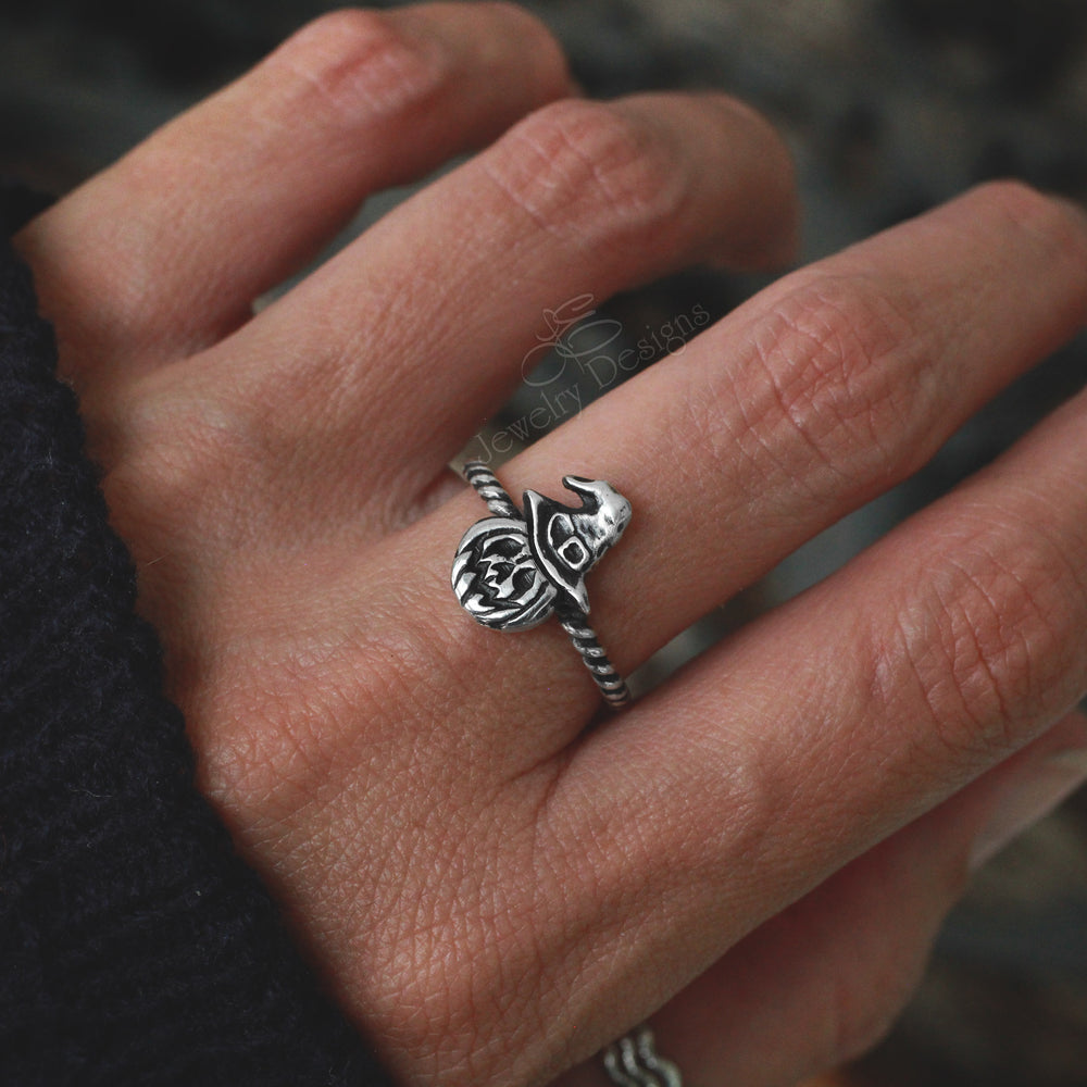 Sterling Pumpkin Witch Ring - LE Jewelry Designs