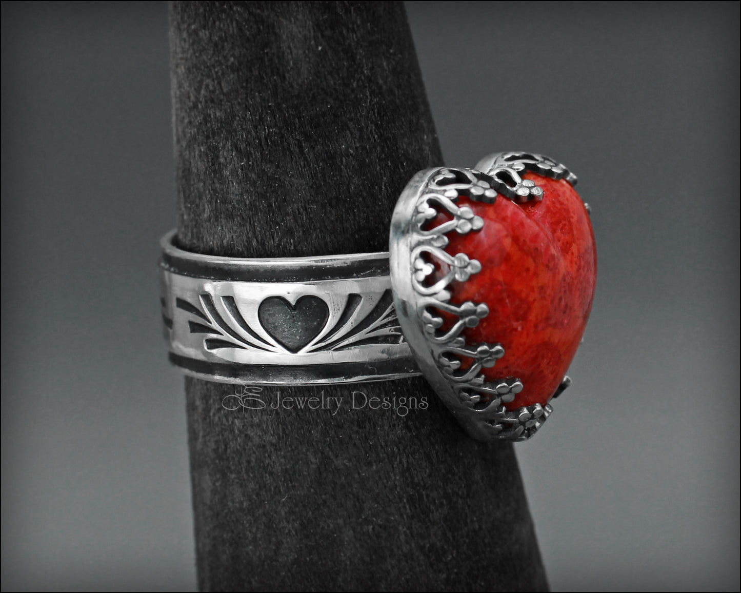 Sterling Red Coral Heart Ring – LE Jewelry Designs