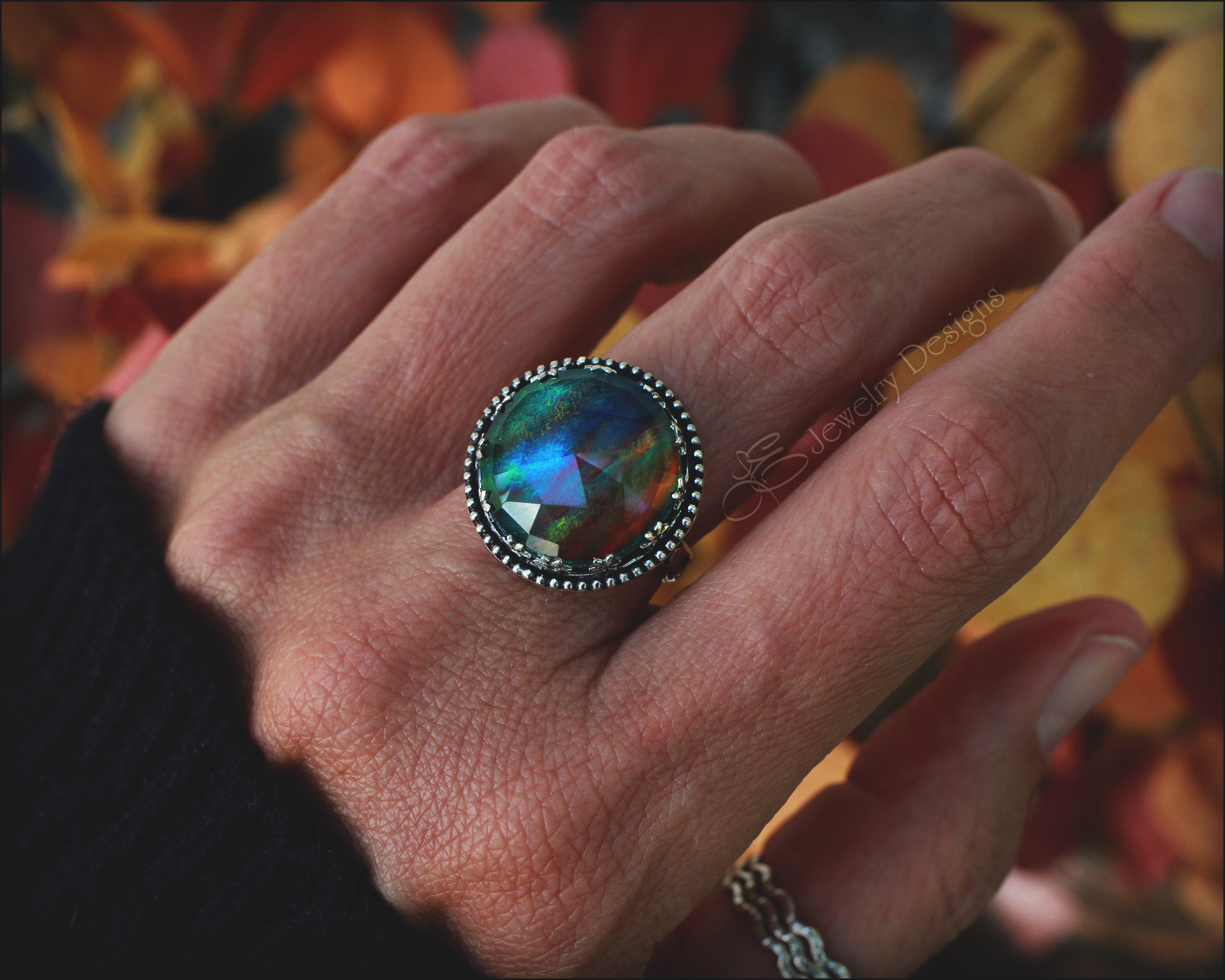 Size 9 - Aurora Opal Celestial Statement Ring – LE Jewelry