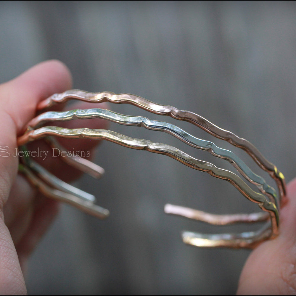 Skinny Wavy Cuff Bracelet - (choose metal) - LE Jewelry Designs