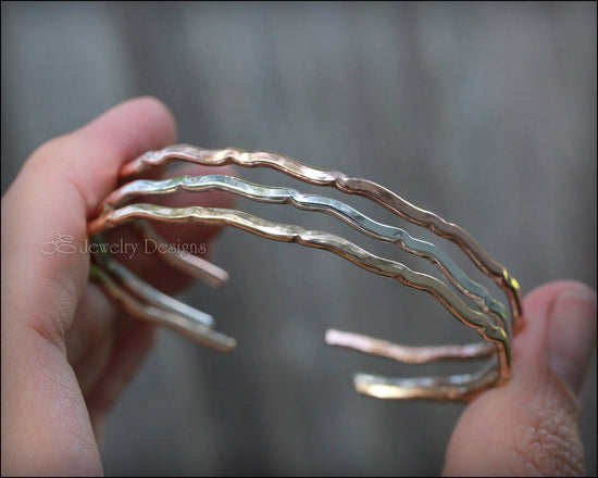 Skinny Wavy Cuff Bracelet - (choose metal) - LE Jewelry Designs