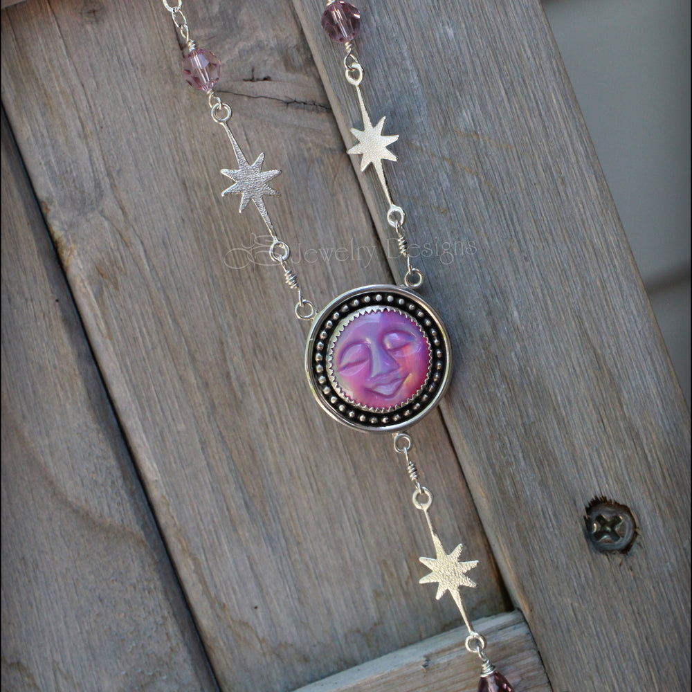 Sterling Sleepy Moon Celestial Lariat - LE Jewelry Designs